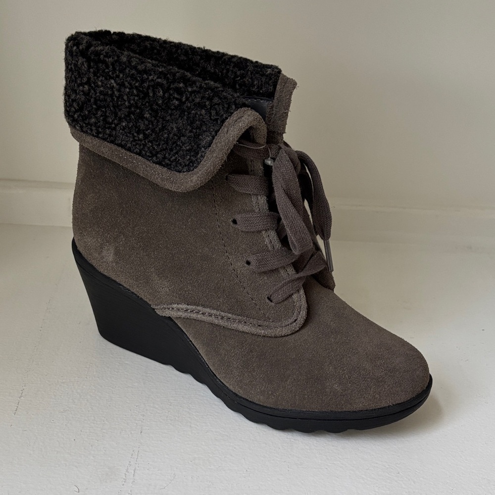 Women's Suede Wedge Ankle Boots - new with tags
